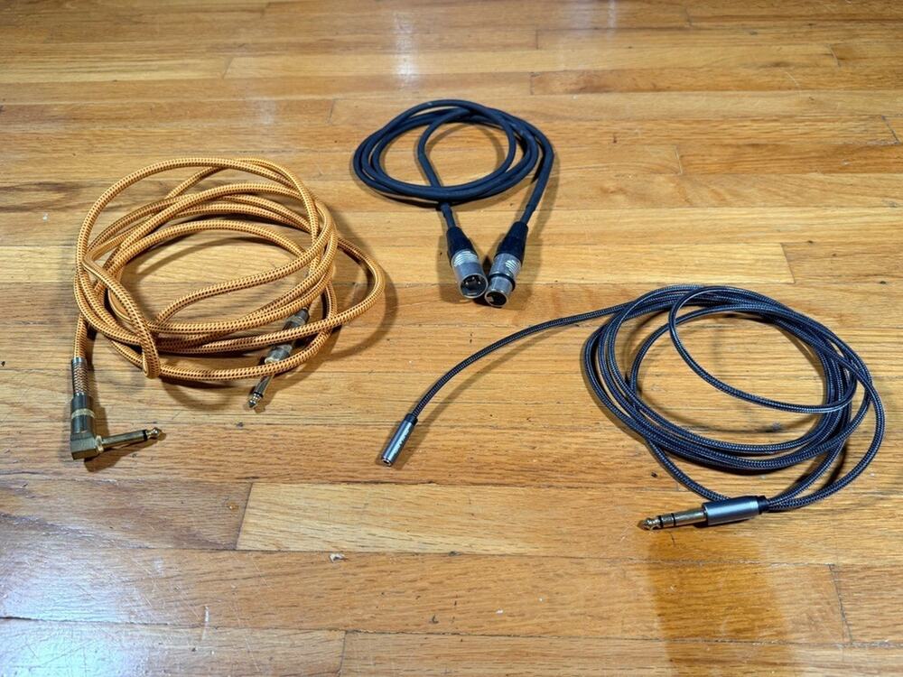Lot of 3 Audio Cables Guitar Instrument XLR Microphone 1/4” 3.5mm Adapter